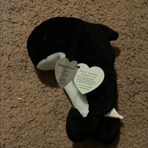 Black and White Plush Whale Toy